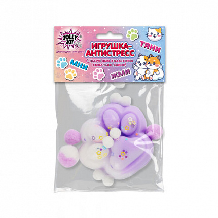 Игрушка-антистресс "ЦВЕТНАЯ КОШАЧЬЯ ЛАПКА С ПОМПОНАМИ", 7х6 см, ассорти 4 вида, дисплей, JOLLY JOT (ДЖОЛЛИ ДЖОТ), 665770
