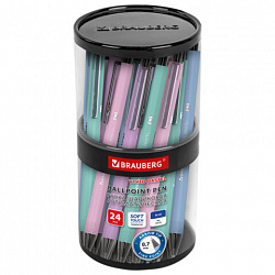 Ручка шариковая автоматическая BRAUBERG "VIVID PASTEL", корпус soft-touch, СИНЯЯ, пишущий узел 0,7 мм, линия письма 0,35 мм, 144404