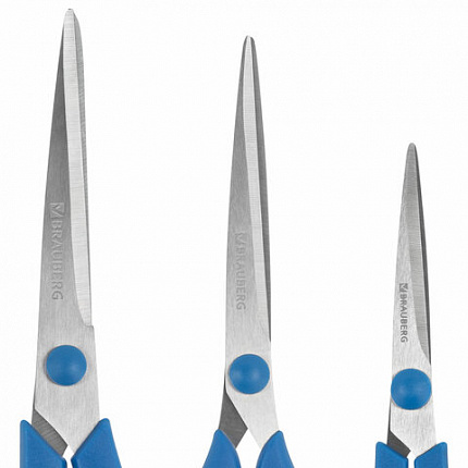 Ножницы BRAUBERG "UNIVERSAL" 3 шт. (140, 170, 210 мм), черно-синие ручки, ВЫГОДНАЯ УПАКОВКА, 272978