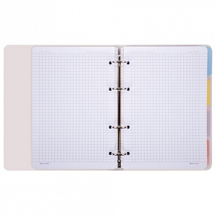 Тетрадь на кольцах А5 175х220мм, 120л, пластик, с резинкой и разделителями, BRAUBERG, Розовый, 404634