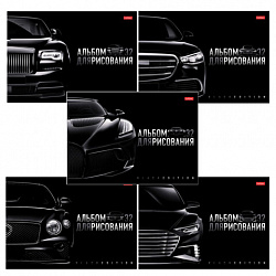 Альбом для рисования А4 32 л., скоба, глянцевая ламинация, HATBER, 205х290 мм, "Black Edition", 085124, 32А4лВ