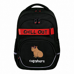 Рюкзак BRAUBERG MOTION, 2 отделения, 3 кармана, "Calm capy", СВЕТЯЩИЙСЯ, 41х28х17 см, 272032