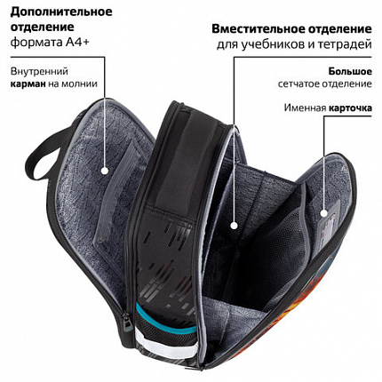 Ранец BRAUBERG FIT, 2 отделения, Speed increase, 38х27х14 см, 273109