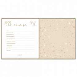 Фотоальбом-анкета детский 23х25 см, 32 листа, стикеры, открытка, конверт, бежевый бархат, BRAUBERG, 391421