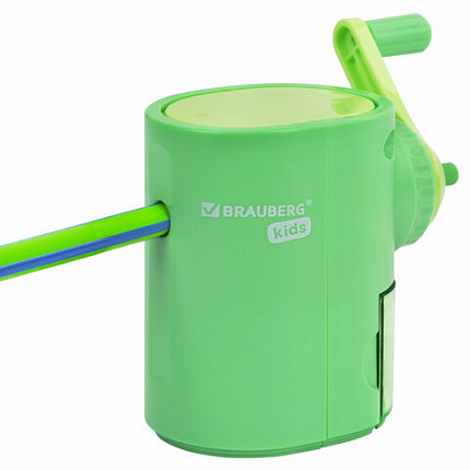 Точилка механическая BRAUBERG KIDS, для простых и цветных карандашей, корпус мятный, крепление к столу, 272003