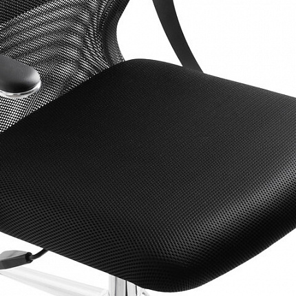 Кресло МЕТТА "SU-C-8-Т" хром, с подлокотниками, ткань-сетка, сиденье мягкое, черное