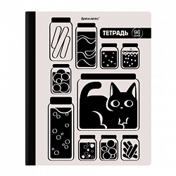 Тетрадь А5 96 л. BRAUBERG, на сшивке с корешком, клетка, обложка картон, "Кот-Непоседа", 405292