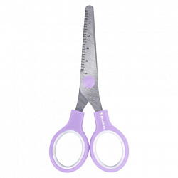 Ножницы BRAUBERG KIDS 130 мм, ручки лавандовые, закругленные лезвия с линейкой, 274061