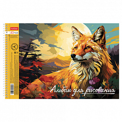 Альбом для рисования А4 40 л., спираль, обложка картон + тиснение, HATBER, 198х300 мм, "Дикий мир России" (4 вида), 085173, 40А4тВсп