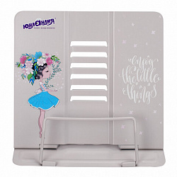 Подставка для книг и учебников большая ЮНЛАНДИЯ "Flower girl", регулируемый наклон, металлическая, 237578