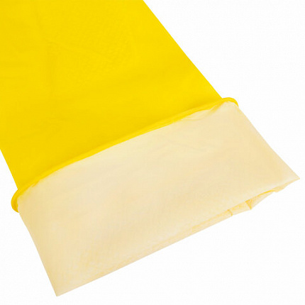 Перчатки МНОГОРАЗОВЫЕ латексные с хлопчатобумажным напылением, желтые, размер 7-8, M (средний), вес 53 г, KOMFI, DGL025P