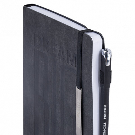 Ежедневник недатированный А5 138х213мм BRAUBERG "BeStyle", под кожу, резинка, держатель, 160л, графитовый, 116215