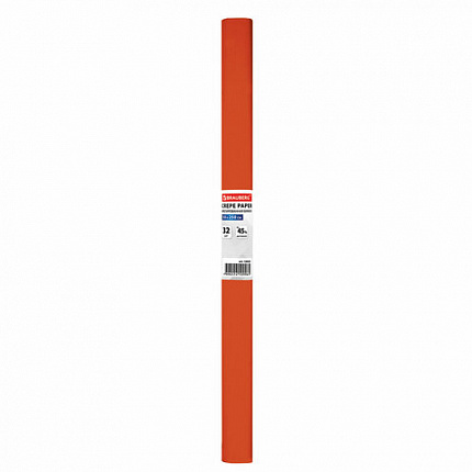 Бумага гофрированная/креповая, 32 г/м2, 50х250 см, оранжевая, в рулоне, BRAUBERG, 126530