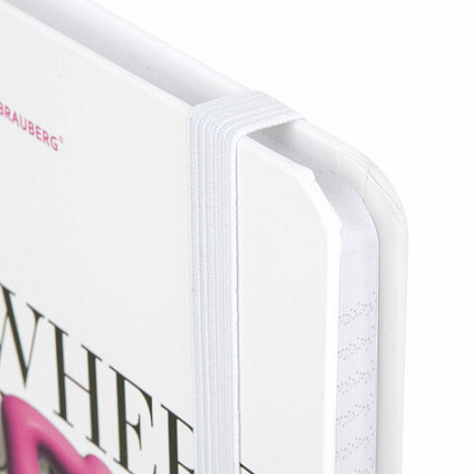 Блокнот с резинкой в клетку 96 л., А5 145х203 мм, твердая обложка, BRAUBERG, "Pink mood", 116323