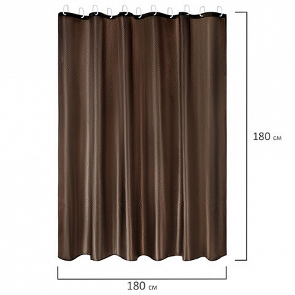 Шторка для ванной ПОЛИЭСТЕР, 180х180 см, кольца в комплекте, КОРИЧНЕВЫЙ БРИЛЛИАНТ, PRIMILA (ПРИМИЛА), 700091