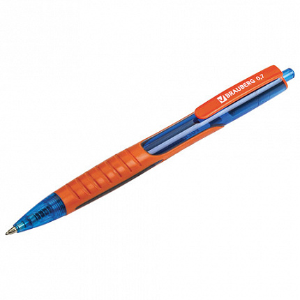 Ручка шариковая масляная автоматическая BRAUBERG "Phantom color", СИНЯЯ, узел 0,7 мм, линия письма 0,35 мм, 142938