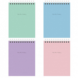 Блокнот МАЛЫЙ ФОРМАТ А6 108х145 мм, 40 л., гребень, картон, клетка, BRAUBERG "Minimal Pastel", 116429