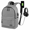 Рюкзак HEIKKI ACTIVE (ХЕЙКИ) универсальный, отделение для ноутбука, USB-порт, серый, 44х31х14 см, 272561
