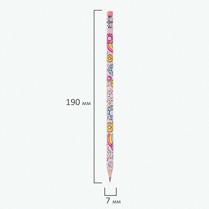 Карандаш чернографитный ЮНЛАНДИЯ "СЛАДКИЕ ИСТОРИИ", 1 шт., HB, с ластиком, корпус с печатью, 181750