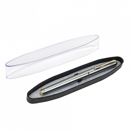 Ручка подарочная перьевая BRAUBERG "Maestro", СИНЯЯ, корпус серебристый с золотистыми деталями, 143469