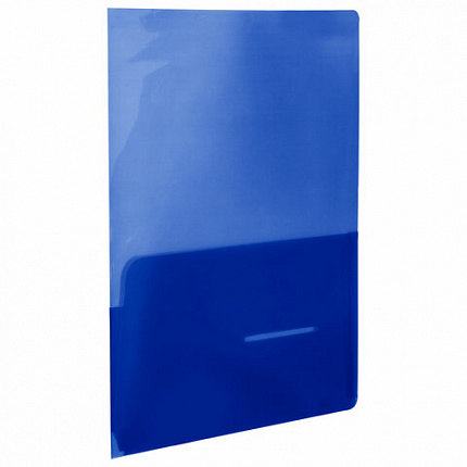 Папка-уголок 2 кармана непрозрачная А4 BRAUBERG SPECIAL, синяя, 0,18 мм, 273060