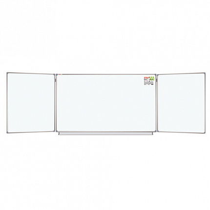 Доска магнитно-маркерная 3-х элементная 100х150/300 см, 5 рабочих поверхностей, белая, STAFF, 238010