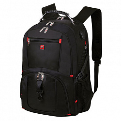 Рюкзак GERMANIUM UPGRADE Max, 3 отделения, отделение для ноутбука, USB-порт, UP-5, черный, 49х34х24 см, 271669