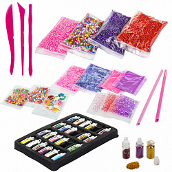 Набор слаймов 14 цветов, 52 аксессуара, в колорбоксе, ЮНЛАНДИЯ, 663777