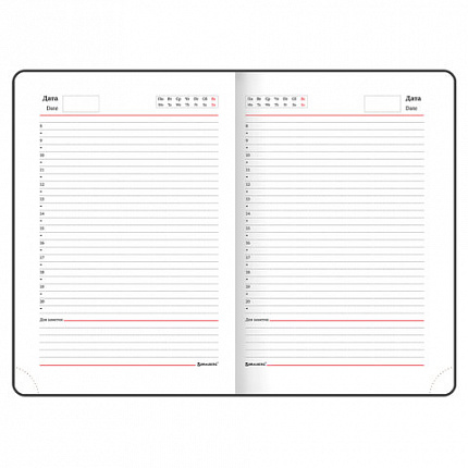 Ежедневник недатированный А5 138x213 мм BRAUBERG "Waves" под кожу, застежка 160 л., серый/оранжевый, 111877