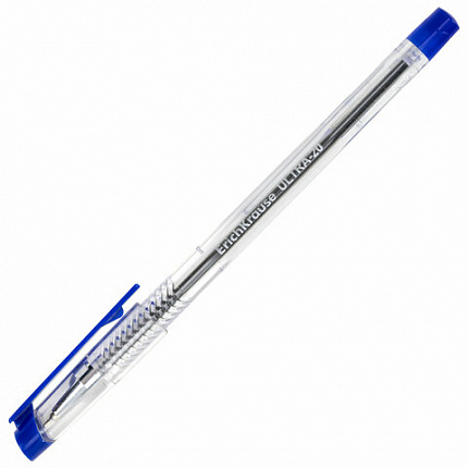 Ручка шариковая масляная ERICH KRAUSE "Ultra-20", СИНЯЯ, корпус прозрачный, узел 0,7 мм, линия письма 0,26 мм, 13875