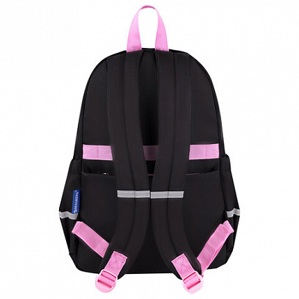 Рюкзак BRAUBERG PASTEL с термонашивками в комплекте, "Black kitty", черный, 40х29х14 см, 273128