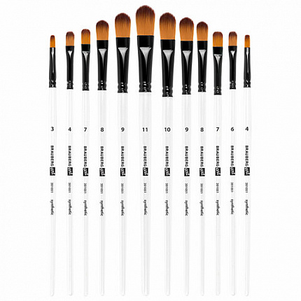 Кисти художественные набор 12 шт, синтетика, овальные № 1-12, BRAUBERG ART DEBUT, КОД