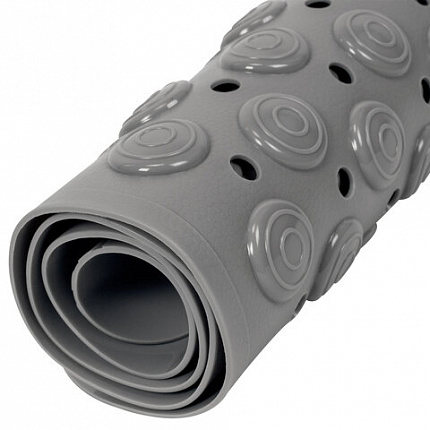 Коврик для ванны противоскользящий с теркой для ступней 68х36 см, серый, ПВХ, присоски, PRIMILA (ПРИМИЛА), 700389