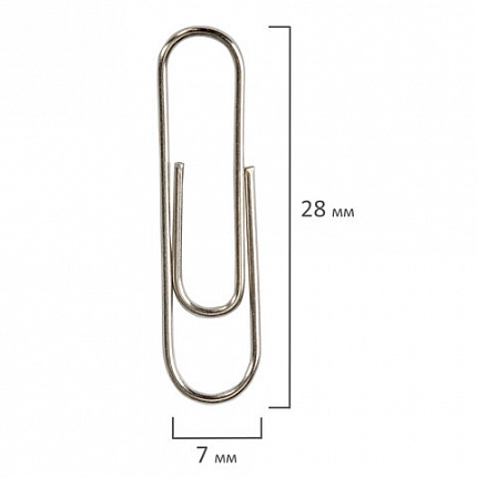 Скрепки STAFF "EVERYDAY", 28 мм, никелированные, 100 шт., в картонной коробке, 226758