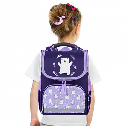 Ранец ПИФАГОР BASIC, 1 отделение, 3 кармана, эргономичная спинка, "Happy bear", 35х28х18 см, 272047