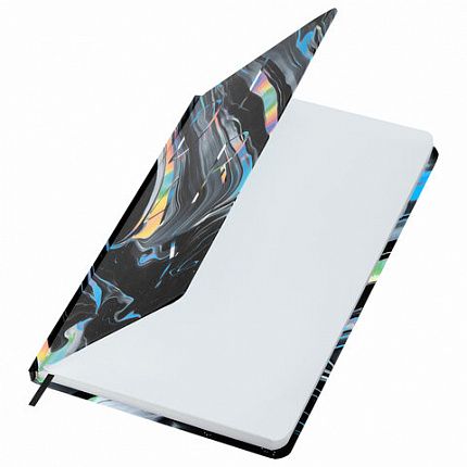 Ежедневник недатированный с резинкой А5 145х203 мм, BRAUBERG, твердый, 128 л., "Waves", 116283