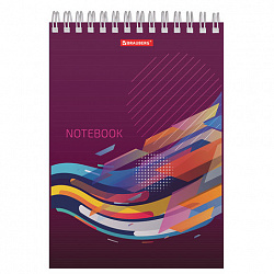 Блокнот А5, 146х205 мм, 60 л., гребень, картон, жесткая подложка, клетка, BRAUBERG, "На волне успеха", 129813