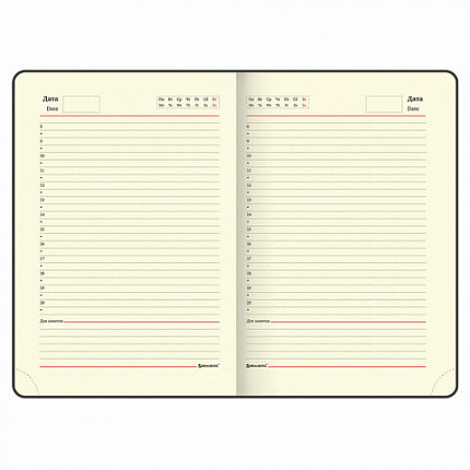 Ежедневник недатированный А5 (138х213 мм), BRAUBERG VISTA, под кожу, твердый, 136 л., "Avocado", 112026