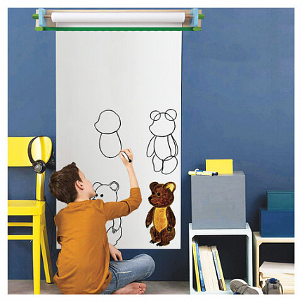 Бумага для рисования в рулоне ЮНЛАНДИЯ "РИСУЙ-ИГРАЙ-УЧИСЬ", 420 мм х 20 м, плотность 100 г/м2, 112173