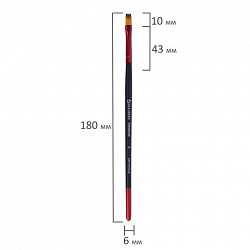 Кисть синтетика, плоская № 6, BRAUBERG PREMIUM, 201015