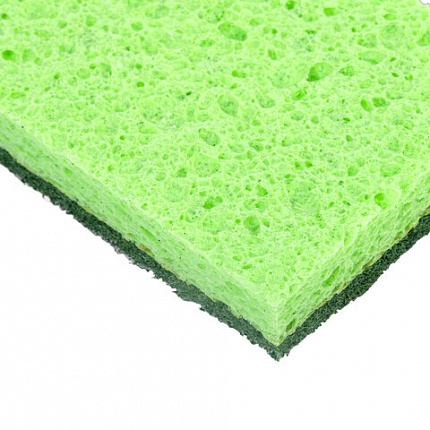 Губки для посуды 110х70х20 мм, ЦЕЛЛЮЛОЗНЫЕ + АБРАЗИВ, КОМПЛЕКТ 2 штуки, зеленые/зеленый абразив, LAIMA, 700258