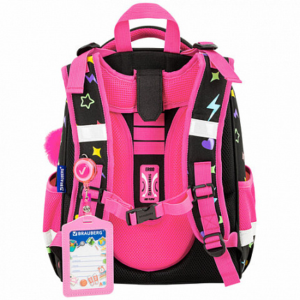 Ранец BRAUBERG PREMIUM, 2 отделения, с брелоком, "Headphones", велюровая нашивка, 38х29х16 см, 273100