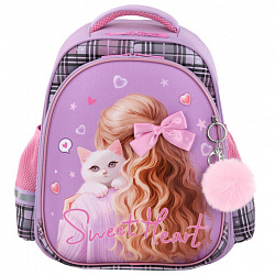 Ранец BRAUBERG STABLE, 2 отделения, с брелком, "Trendy girl", нашивка, 36х28х16 см, 274388