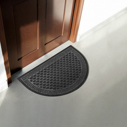 Коврик придверный 60х90 см, СЕРЫЙ, грязезащитный, 430 г/м2, ПОЛУКРУГ, фактурный рисунок ЧЕШУЙКИ, ЛЮБАША, 701052