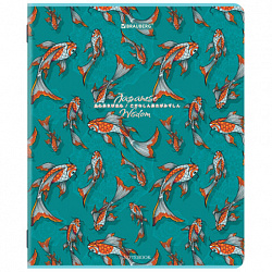 Тетрадь А5, 48 л., BRAUBERG, скоба, клетка, TWIN-лак, "Карпы Кои" (микс в спайке), 405332