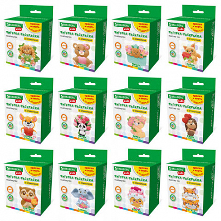 Фигурка-раскраска из гипса "С открыткой", с красками и кистью, ассорти, BRAUBERG KIDS, 666011