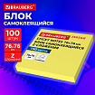Блок самоклеящийся (стикеры) Z-сложения, BRAUBERG ZigZag, 76х76 мм, 100 л., желтый, для диспенсера, 116681