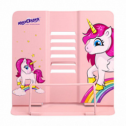 Подставка для книг и учебников большая ЮНЛАНДИЯ "Neon Unicorn", регулируемый наклон, металлическая, 237575