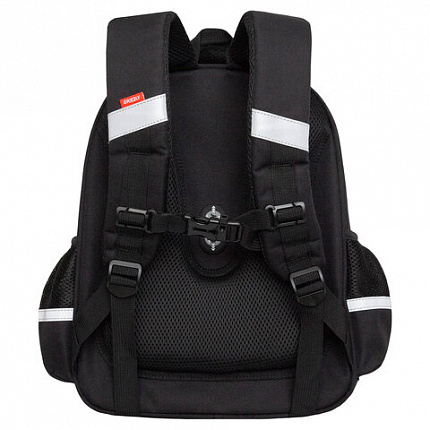 Ранец GRIZZLY анатомическая спинка, c бейджем, для мальчиков, "BLACK CAR", 36х28х20 см, RAz-587-7/1