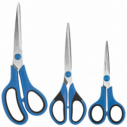 Ножницы BRAUBERG "UNIVERSAL" 3 шт. (140, 170, 210 мм), черно-синие ручки, ВЫГОДНАЯ УПАКОВКА, 272978